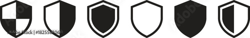 Shield Icon set. Protect shield security line icons. Badge quality symbol, sign, logo or emblem. Сryptocurrency protection sign. Crypto currency security web button. Interface design element.