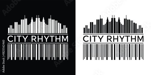 City rhythm skyline with barcode graphic design