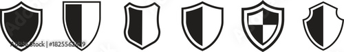 Shield Icon set. Protect shield security line icons. Badge quality symbol, sign, logo or emblem. Сryptocurrency protection sign. Crypto currency security web button. Interface design element.