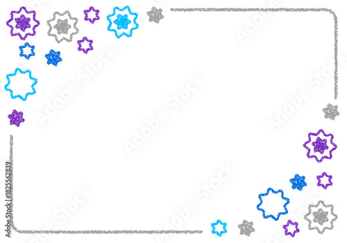 手描きのクレヨン素材　背景　ウイルスイメージのフレーム