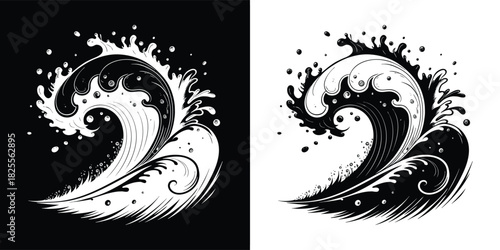 A powerful wave crashes, symbolizing natures force and the dynamic energy of the ocean