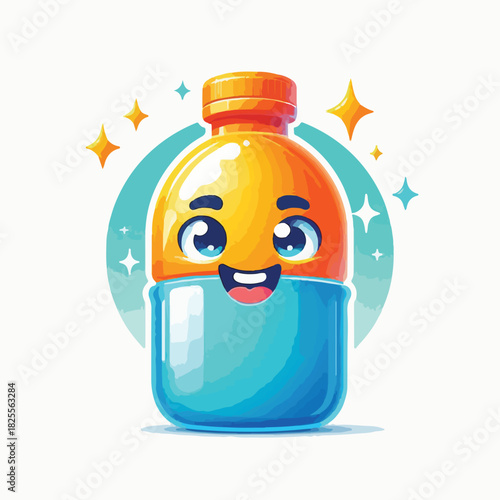 vector image of a smiling drinking bottle on a white background
