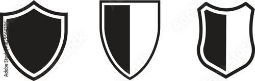 Shield Icon set. Protect shield security line icons. Badge quality symbol, sign, logo or emblem. Сryptocurrency protection sign. Crypto currency security web button. Interface design element.