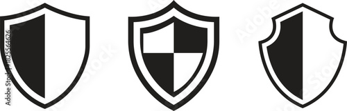 Shield Icon set. Protect shield security line icons. Badge quality symbol, sign, logo or emblem. Сryptocurrency protection sign. Crypto currency security web button. Interface design element.