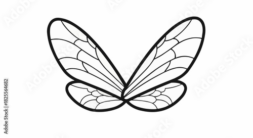 Stylized outline of fairy wings with intricate vein patterns.