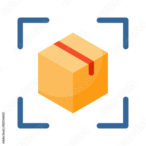 E-commerce flat color icon. Tracking of product symbol.