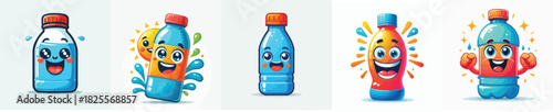vector image of a smiling drinking bottle on a white background