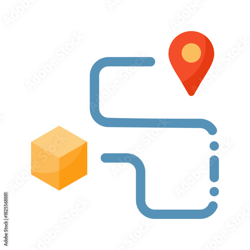 E-commerce flat color icon. The process of shipping goods to customers.