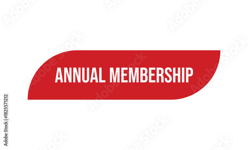 Annual Membership Text in Bold White Letters on Red Shape with White Background
