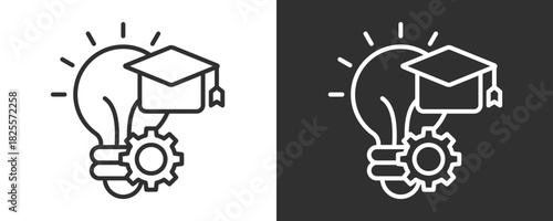 Knowledge Icon Set Vector Collection Isolated In Black And White