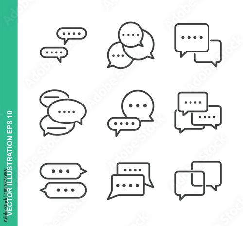 Speech bubble Icons. Thin Line Symbol Elements Collection.