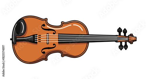 Detailed Illustration of a Classic Wooden Violin.
