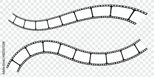 Classic Film Strip Vector Silhouette Set, High-quality black movie reel strip illustrations in vintage style, perfect for retro editing, posters, logos, media and print designs. movie reel. 