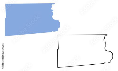 Map of Imperial County (California, USA) on white background. Map in different styles of outline and blue silhouette