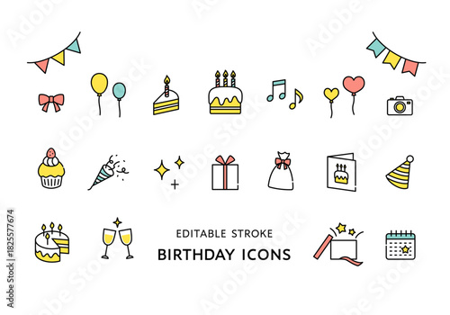 誕生日にまつわるアイコンセット