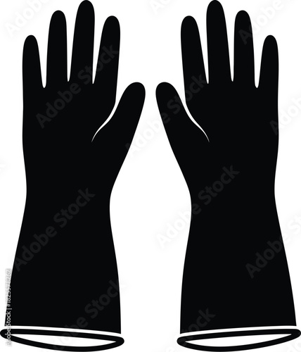 Protective black gloves, safety equipment for cleaning and sanitation