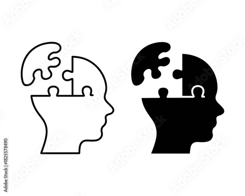 Conceptual illustration depicting a human head profile with interlocking puzzle pieces, symbolizing critical thinking, problem-solving, and complex mental processes.