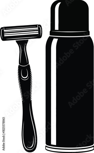 Classic razor and shaving cream, essential grooming tools for men's care