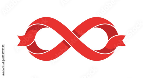Vibrant Red Infinity Ribbon Loop: Symbol of Eternity, Love, and Endless Possibilities - Perfect for Design Projects, Logos, and Creative Illustrations.