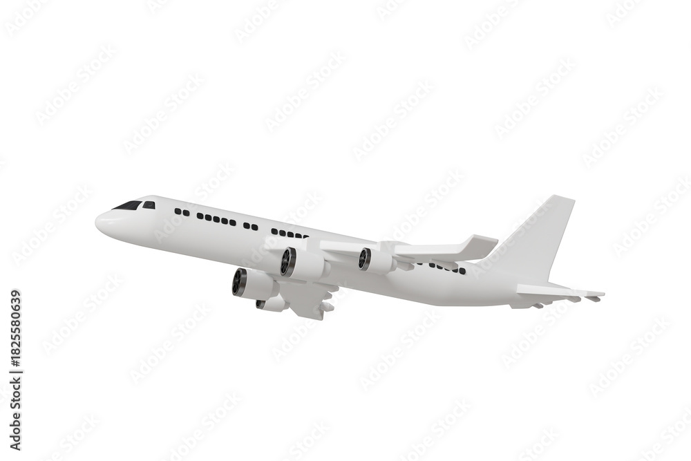 Obraz premium 3d passenger airplane icon. air travel concept. Minimal cartoon plane jet airliner for travel app banner and airline website hero. isolated on white background. 3d render.