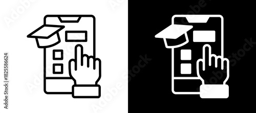 Mobile Learning Apps whiteblack icon