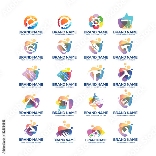 Colorful Construction Design Vector Template Collection