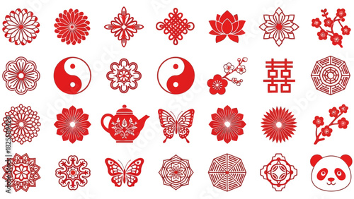 Traditional Chinese and Asian Symbol Icon Set