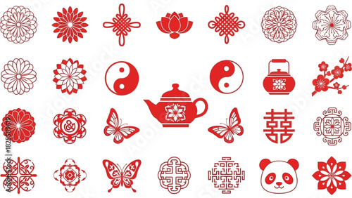 Traditional Chinese and Asian Symbol Icon Set