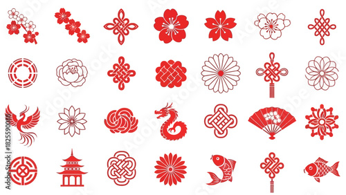Traditional Chinese and Asian Symbol Icon Set