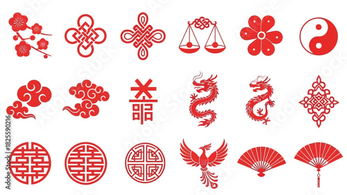 Traditional Chinese and Asian Symbol Icon Set
