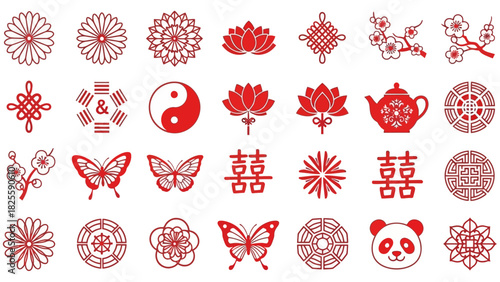 Traditional Chinese and Asian Symbol Icon Set