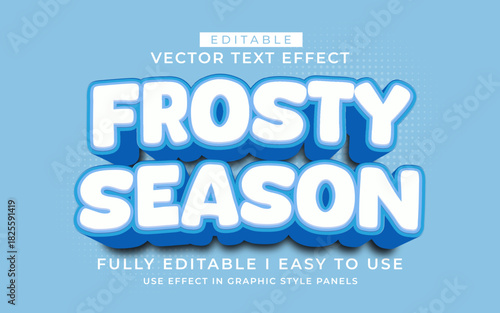 3d editable frosty season text effect typography style template