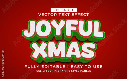 3d editable joyful christmas text effect typography style template