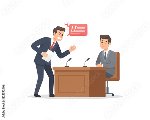Angry Boss Scolding Employee at Desk Workplace Conflict Illustration