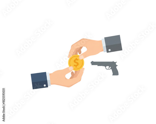 Trading Coin for Gun Illustration of Economic Crime and Violence