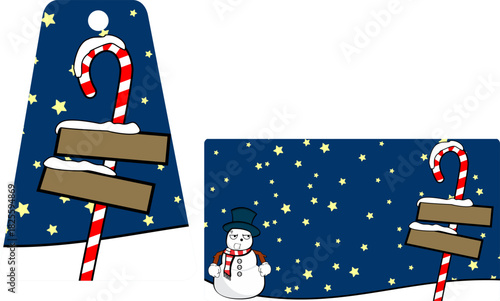 Snowman cartoon illustration gift card pack in vector art 