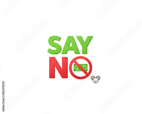 Refuse Money A Visual Concept of Financial Restraint and Savings with Whimsical Mouse