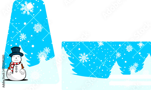 christmas card with snowman cartoon pack collection in vector art 