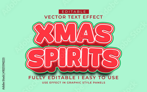 3d editable xmas spirit text effect typography style template