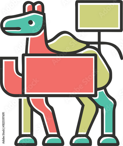 Stylized camel with blank sign panels for text desert animal