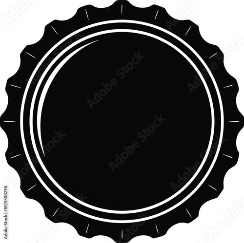 Black beer bottle cap silhouette simple vector graphic