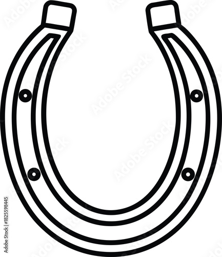 Horseshoe line art minimalist black outline vector graphic