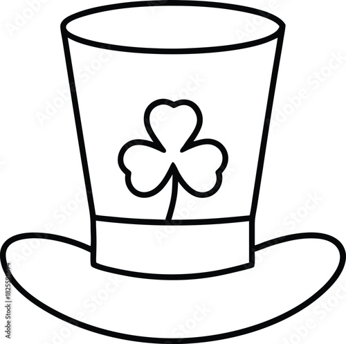 Top Hat with Clover Line Art Vector shamrock 2
