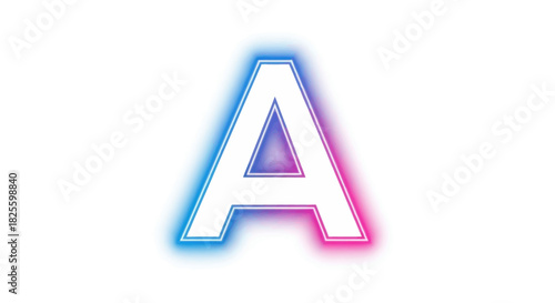 Glowing Neon Letter A with Pink and Blue Aura.