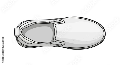 Single white canvas slip-on shoe top view casual footwear.