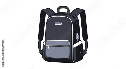Stylish dark gray school backpack with a zippered front pocket and adjustable shoulder straps.