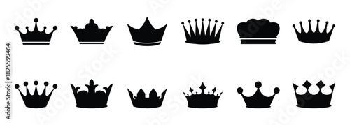 Crown icon set. Royal crown symbol collection. line crown icon. vector illustration.