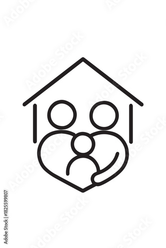 Family home and protection symbol with love and care for members