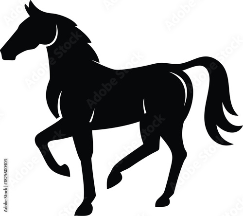 black silhouette horse vector wild stallion illustration running horse icon design 