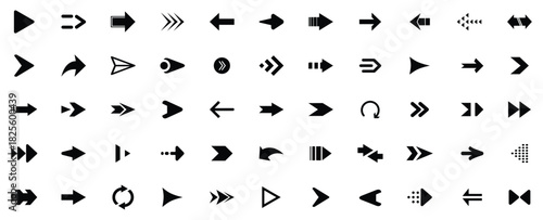 Arrow icon set. arrow. cursor. Modern simple arrows. collection, different arrow signs. Arrow big black set. Vector illustration. 